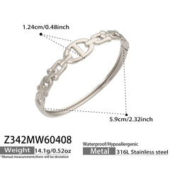 18K Gold-Plated Chain Detail Bangle Bracelet
