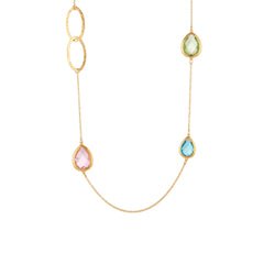 Faceted Glass Long Link Necklace