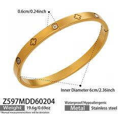 Cubic Zirconia Geometric Clasp Bangle Bracelets