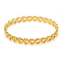 18K Gold-Plated Open Heart Link Bangle