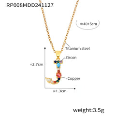 Color Cubic Zirconia Initial Pendant Charm