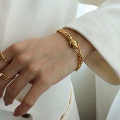 18K Gold-Plated Snake Head Chain Bracelet