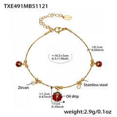 Ladybug and Red Stone Charm Necklace or Bracelet