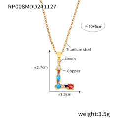 Color Cubic Zirconia Initial Pendant Charm
