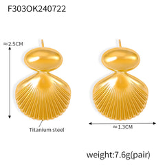 18K Gold-Plated Scallop Shell Stud Earrings