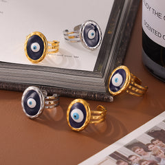 Evil Eye Enamel Open Ring