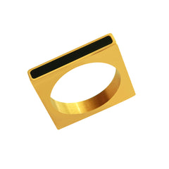 18K Gold-Plated Rectangular Enamel Ring