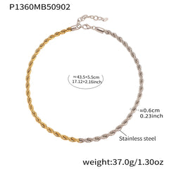 18K Gold-Plated Two-Tone Rope Chain Necklace