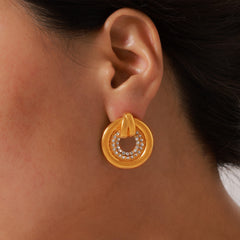 Stone-Accent Circular Drop Earrings