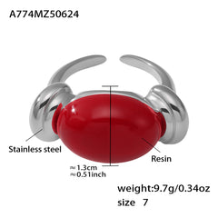 Oval Resin Color Accent Ring