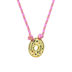 Chunky Gemstone Accented Initial Rope Necklace