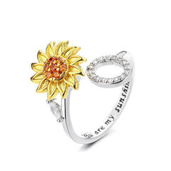 Spinning Sunflower "You Are My Sunshine" Initial Ring
