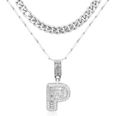 2-Piece 14K Layered Cuban & Initial Necklaces