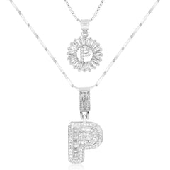 2-Piece 14K Diamond Letter Initial Necklaces