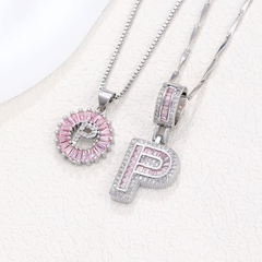 2-Piece 14K Diamond Letter Initial Necklaces (Limited Pink Edition)