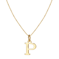 14K Minimal Serif Initial Necklace