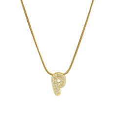 Diamond Bubble Letter Initial Necklace