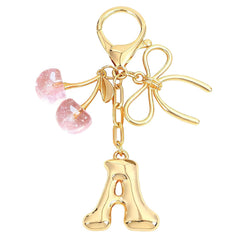 Bubble Initial With Bow & Cherry Bag Charms Keychain
