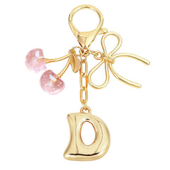 Bubble Initial With Bow & Cherry Bag Charms Keychain