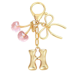 Bubble Initial With Bow & Cherry Bag Charms Keychain