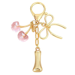 Bubble Initial With Bow & Cherry Bag Charms Keychain