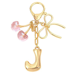 Bubble Initial With Bow & Cherry Bag Charms Keychain