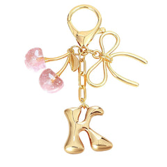 Bubble Initial With Bow & Cherry Bag Charms Keychain