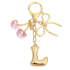 Bubble Initial With Bow & Cherry Bag Charms Keychain
