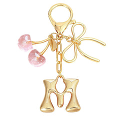 Bubble Initial With Bow & Cherry Bag Charms Keychain