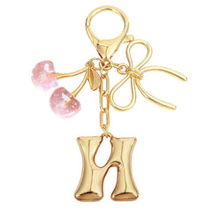 Bubble Initial With Bow & Cherry Bag Charms Keychain