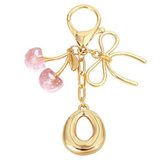 Bubble Initial With Bow & Cherry Bag Charms Keychain