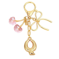 Bubble Initial With Bow & Cherry Bag Charms Keychain