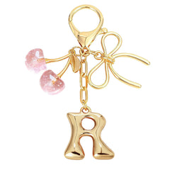 Bubble Initial With Bow & Cherry Bag Charms Keychain