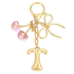 Bubble Initial With Bow & Cherry Bag Charms Keychain