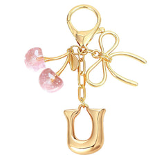 Bubble Initial With Bow & Cherry Bag Charms Keychain