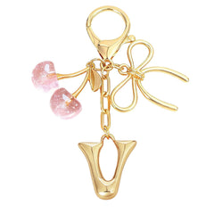 Bubble Initial With Bow & Cherry Bag Charms Keychain