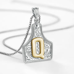 14K Elegant Cowgirl Initial Necklace