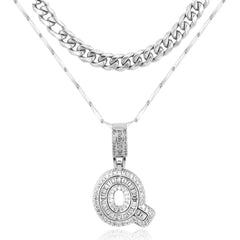 2-Piece 14K Layered Cuban & Initial Necklaces