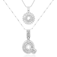 2-Piece 14K Diamond Letter Initial Necklaces