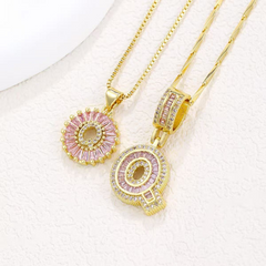 2-Piece 14K Diamond Letter Initial Necklaces (Limited Pink Edition)