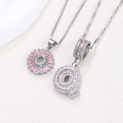 2-Piece 14K Diamond Letter Initial Necklaces (Limited Pink Edition)