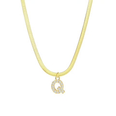 Dainty Diamond Letter Initial Herringbone Necklace