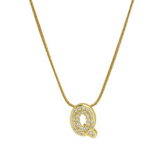 Diamond Bubble Letter Initial Necklace