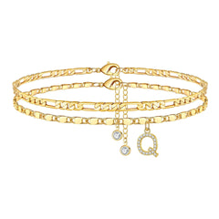 2-Piece 14K Diamond Letter Initial Anklet