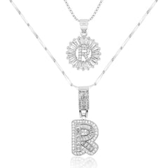2-Piece 14K Diamond Letter Initial Necklaces