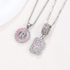 2-Piece 14K Diamond Letter Initial Necklaces (Limited Pink Edition)