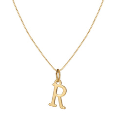 14K Minimal Serif Initial Necklace