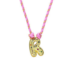 Chunky Gemstone Accented Initial Rope Necklace