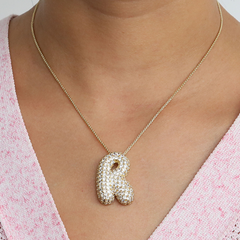 Chunky Bubble Diamond Dazzle Initial Necklaces