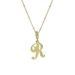 Elegant Cursive Font Satellite Chain Initial Necklace